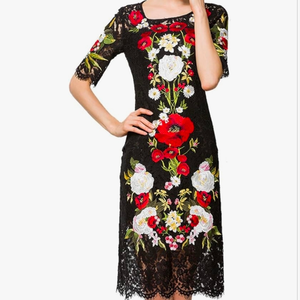 Floral Embroidered Lace Party Dress